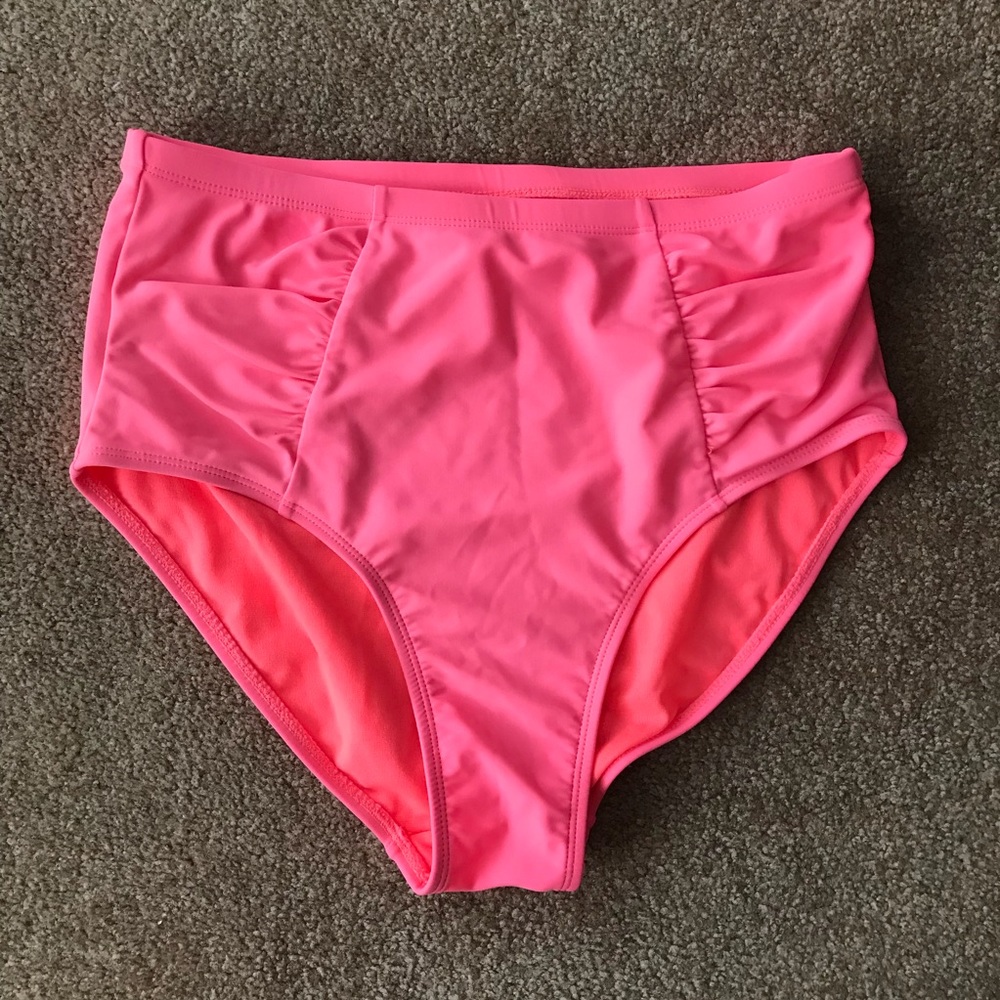 Coral high waisted bikini bottoms